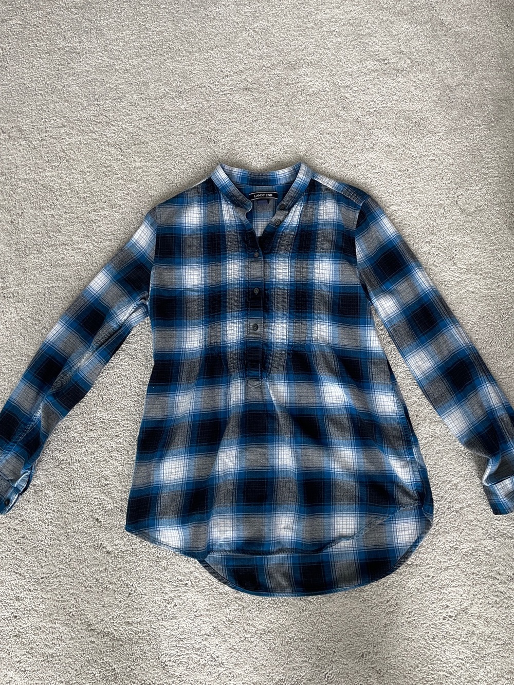 Lands End Long Sleeve Henley Flannel